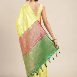Mimosa Lime Green Silk Woven Saree With Unstitched Blouse image 2