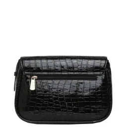 KLEIO Black Textured Medium Shoulder Bag image 3