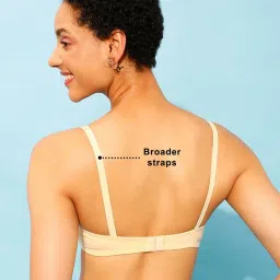 Clovia Non-Padded Non-Wired Full Coverage Spacer Cup T-shirt Bra in Nude Colour - Cotton image 2