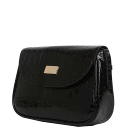 KLEIO Black Textured Medium Shoulder Bag image 5