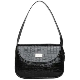 KLEIO Black Textured Medium Shoulder Bag image 1