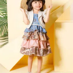 Peppermint Kids Multicolor Cotton Regular Fit 1 Dress and 1 Jacket-image-73