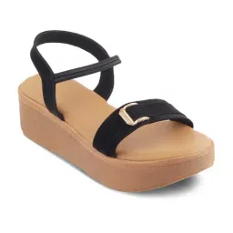 Tresmode Women's Black Ankle Strap Wedges-picture-23