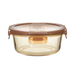 Peggy Oliver Amber Glass Round Food Container With Lid (0.95 L) image 2
