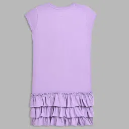 Blue Giraffe Girls Purple Cotton Printed 1 Dress image 2