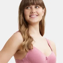 Jockey FE35 Women's Wirefree Padded Super Combed Cotton Full Coverage T-Shirt Bra with Broad Straps image 2