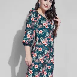 SELVIA Blue Floral Print Shift Dress image 4