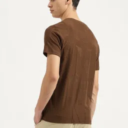 United Colors Of Benetton Brown Cotton Blend Regular Fit Self T-Shirts image 2