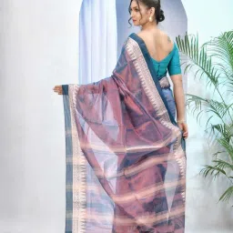 Desh Bidesh Purple & Golden Woven Saree With Unstitched Blouse image 2