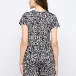 Clovia Black Regular fit Animal Sleepwear Set image 2