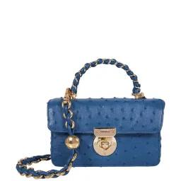 Hidesign Blue Textured Small Satchel Handbag image 2
