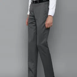 Louis Philippe Gods & Kings Grey Slim Fit Checks Trousers image 3