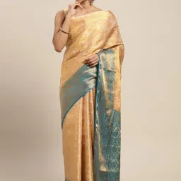 Mimosa Yellow Silk Woven Saree With Unstitched Blouse image 1