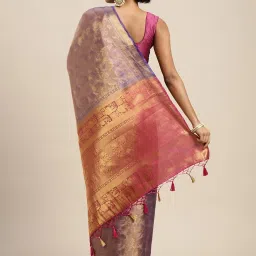 Mimosa Blue Silk Woven Saree With Unstitched Blouse image 2