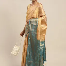 Mimosa Yellow Silk Woven Saree With Unstitched Blouse image 3