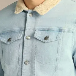 Louis Philippe Blue Cotton Slim Fit Jacket image 4