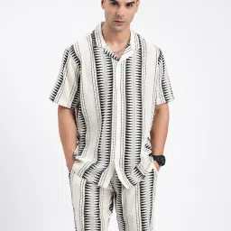 showoffff SHOWOFF Beige Cotton Relaxed Fit Geometric Co-Ords image 2