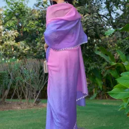 Saree Mall Lilac Embellished Sarees With Unstitched Blouse image 2