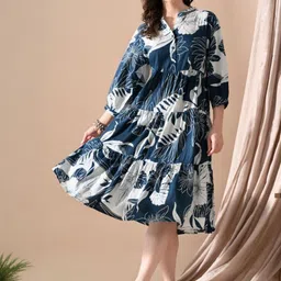 Moda Rapido Floral Print Crepe A-Line Midi Dress-picture-13