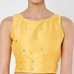 studio rasa Polka Dot Embroidered Round Neck Crop Top image 4