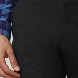 Van Heusen Black Slim Fit Texture Trousers image 4