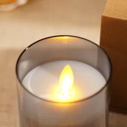 Pure Home and Living Solid Grey Plastic Large LED Candles image 2