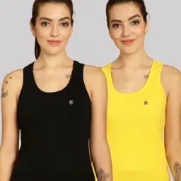 Friskers Black & Yellow Cotton Sports Tank Top - Pack Of 2-image-27