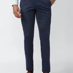 Van Heusen Navy Slim Fit Texture Trousers image 1