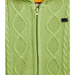 Duke Kids Green Self Design Full Sleeves Sweater image 3