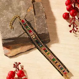 corsica DressBerry Gold-Plated Artificial Stones Studded Wraparound Bracelet image 3