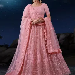 Odette Pink Embroidered Semi Stitched Lehenga Choli Set With Dupatta-picture-11