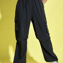 DIMPY GARMENTS Women Relaxed Loose Fit High-Rise Cargos Trousers-picture-24