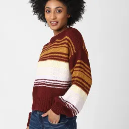 Forever 21 Maroon & White Striped Sweater image 3