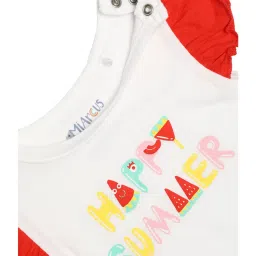 MiArcus Kids White & Red Printed T-Shirt with Shorts image 4