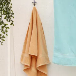 Ariana Aqua Blue & Orange Cotton 400 GSM Etereo Large Couple Bath Towel - Set of 2 image 2