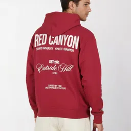 Mast & Harbour Typography Printed Hooded Fleece Pullover image 5