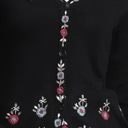 Monte Carlo Black Wool Embroidered Cardigan image 5