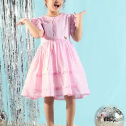 Peppermint Kids Pink Linen Regular Fit 1 Dress-picture-31