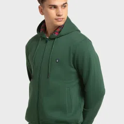 ColorPlus Green Tailored Fit Hooded Sweatshirt image 3