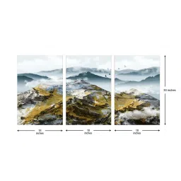 999Store Grey Mountain View Art 3 Frame Canvas Paintings image 5