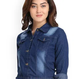 Moda Rapido Women Washed without Crop Denim Jacket Patchwork-picture-20