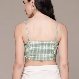 Roadster Checked Smocked Fitted Crop Top image 4