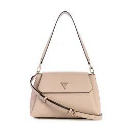 Guess Beige Solid Sora Girlfriend Crossbody Bag with Detachable Strap-image-65