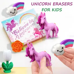FunBlast Unicorn Themed Erasers Rainbow Set of 4 - Multicolour-image-25