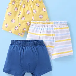 Babyhug 100% Cotton Striped Briefs Pack of 3 - Yellow White & Blue-picture-10