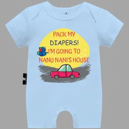 The Peppy Tend 100% Cotton Half Sleeves Family Theme Pack My Diapers Im Going To Nanu Nanis House Text Printed Romper - Blue-picture-19