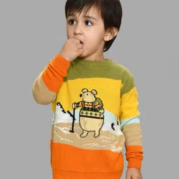 Mi Arcus 100% Cotton Animal Designed Knitted Sweater - Multi Color-picture-10