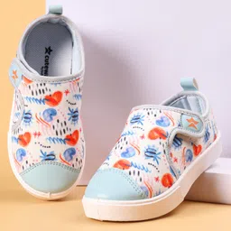 Cute Walk by Babyhug Casual Shoes with Velcro Closer & Heart Print - Light Blue-image-71