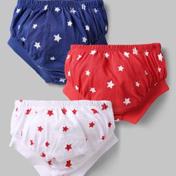 Doodle Poodle 100% Cotton Knit Star Printed Briefs Pack of 3 - Red Navy Blue & White-picture-44