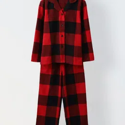 Spunkies Cotton Knit Full Sleeves Buffalo Checked Shirt With Coordinating Pant Set - Multi Colour-picture-20